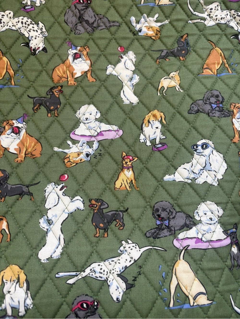 Vera Bradley Olive Green Quilted Dog Park Print Tote - Picture 10 of 14